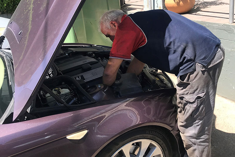 Vince performing a logbook service